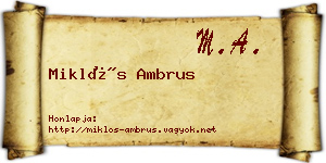 Miklós Ambrus névjegykártya